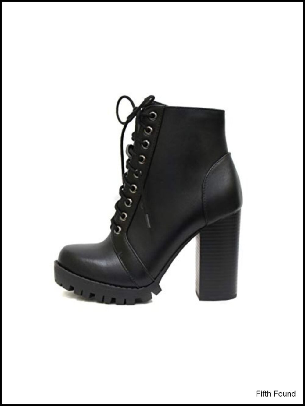 Lace Up Military Ankle Bootie Stacked Heel Side Zipper